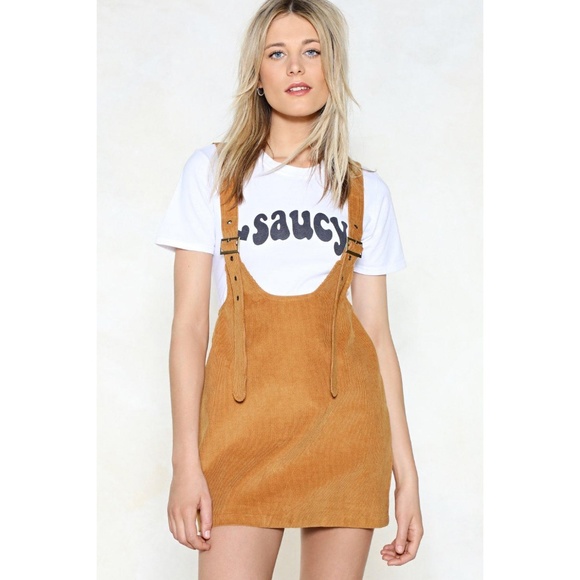 Nasty Gal Dresses & Skirts - Nasty Gal Pin Me Down Cord Pinafore Dress